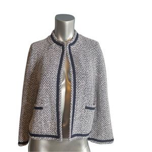 St. John Tweed Pattern with Grosgrain trim Evening Jacket/ stand collar size 14